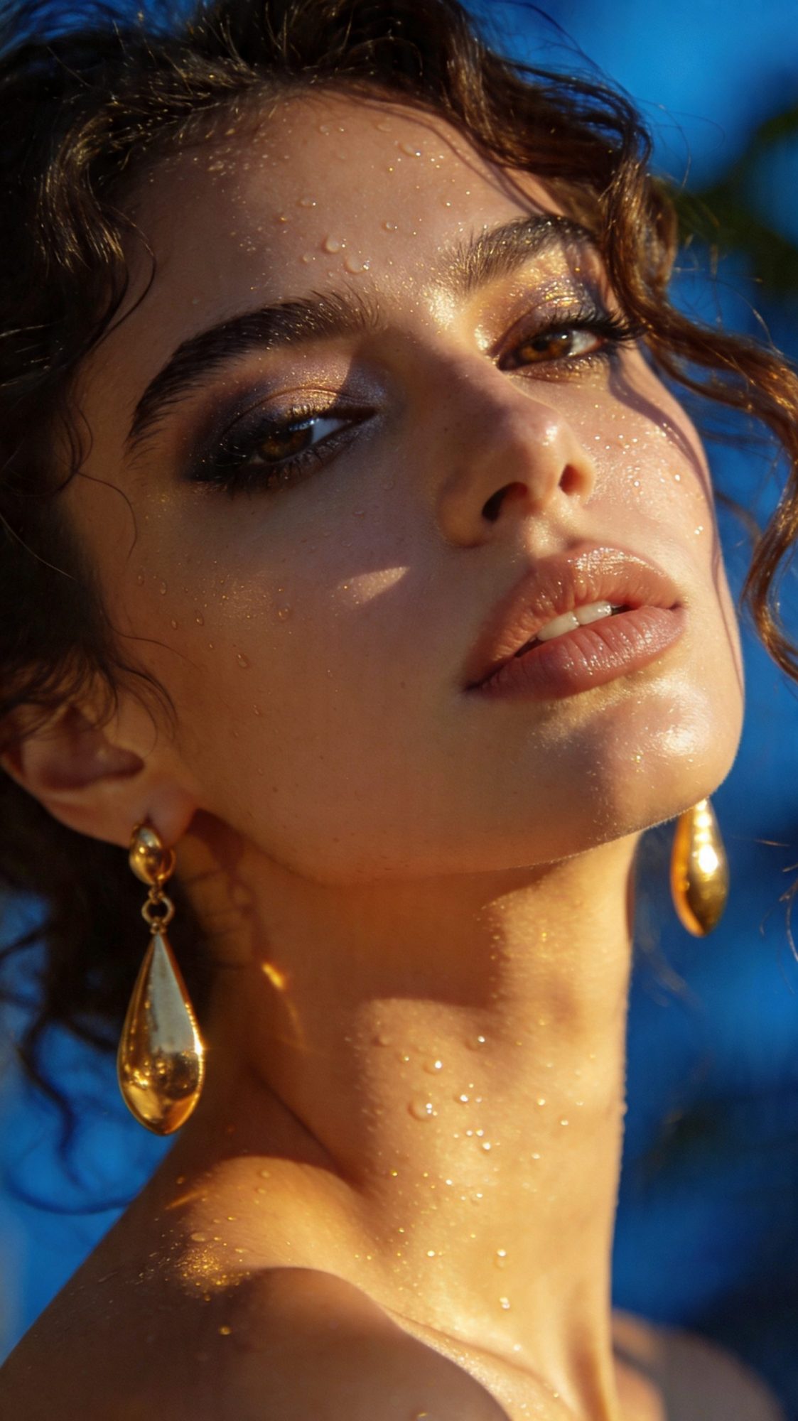 Chica luciendo pendientes de oro que favorecen la forma de su rostro